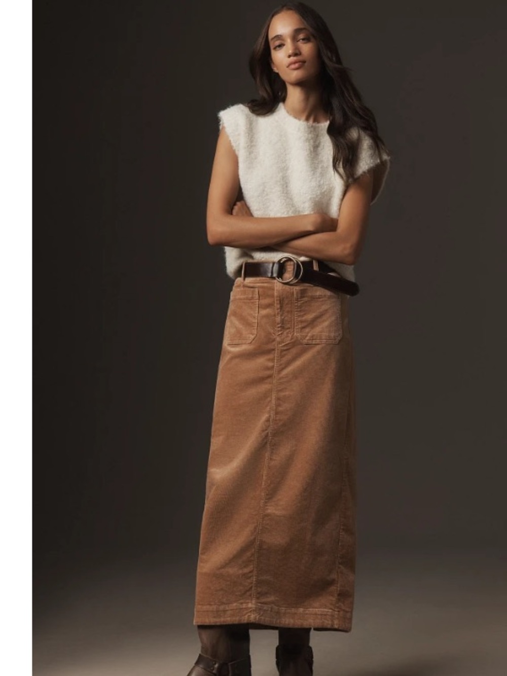 Anthropologie Corduroy Maxi Skirt in Brown